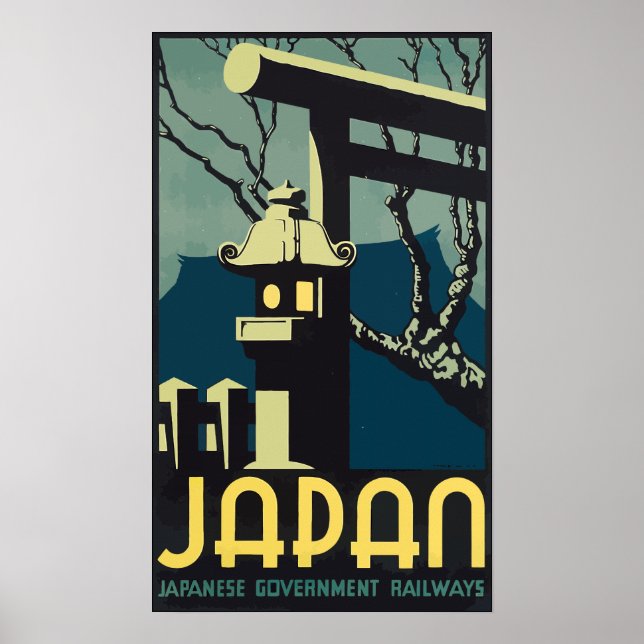 Póster Japón Ferrocarriles del gobierno japonés, vintage (Frente)