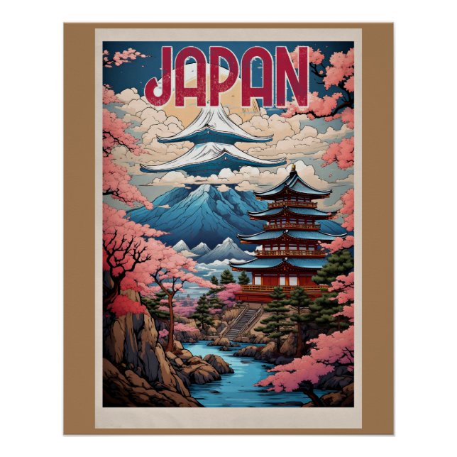 Póster Japón, flores de cerezo, (Anverso)