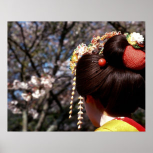 Póster Japón, Kioto. Vista trasera de la geisha