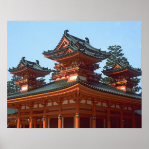 Póster Japón, Kyoto, Colorido Templo Heian Jingu,