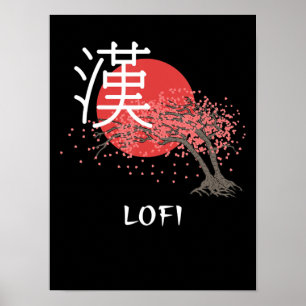 Póster Japón Lofi Hip Hop Kanji Cherry Blossom Lofi