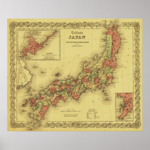 Póster Japón: Mapa PanorámicoJapón