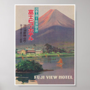 Póster Japón, Monte Fuji, Poster de Viajes Vintage