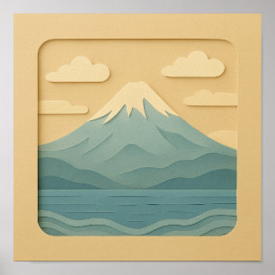 Póster JAPÓN Monte Fuji Recorte de papel