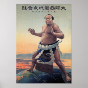 Póster JAPÓN SUMO STEAMSHIP VIAJE c. 1915