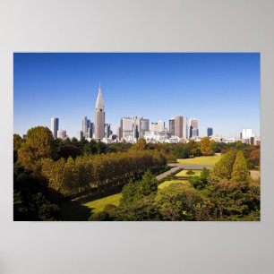 Póster Japón. Tokio. Panorama del distrito de Shinjuku y