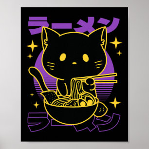 Póster Japonés de gato Ramen