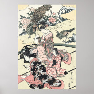 Póster Japonés Ukiyo-e Daimyo ningún okuzashiki por