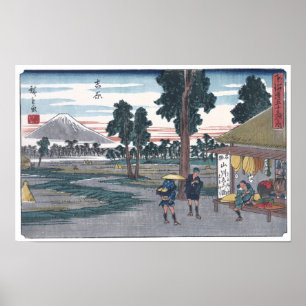 Póster Japonés Ukiyo-e de la estación de Yoshiwara por