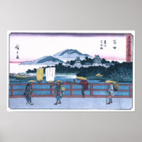 Japonés Ukiyo-e del puente de Yoshida por