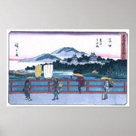 Póster Japonés Ukiyo-e del puente de Yoshida por