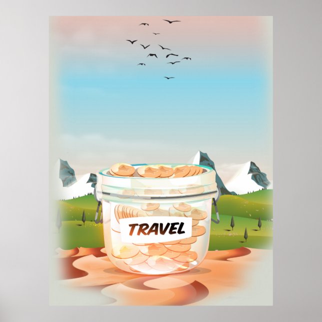 Póster Jar de viaje de dinero de vidrio (Frente)