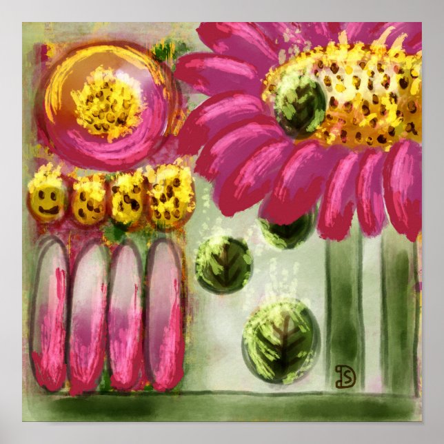 Póster Jardín Abstracto, Pintura Digital (Frente)