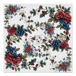 Póster Jardín Americano Rosas Patrióticas