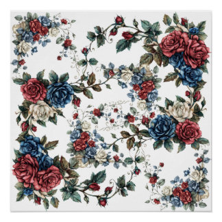 Póster Jardín Americano Rosas Patrióticas