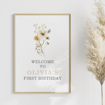 Jardín boho de flores silvestres primer cumpleaños