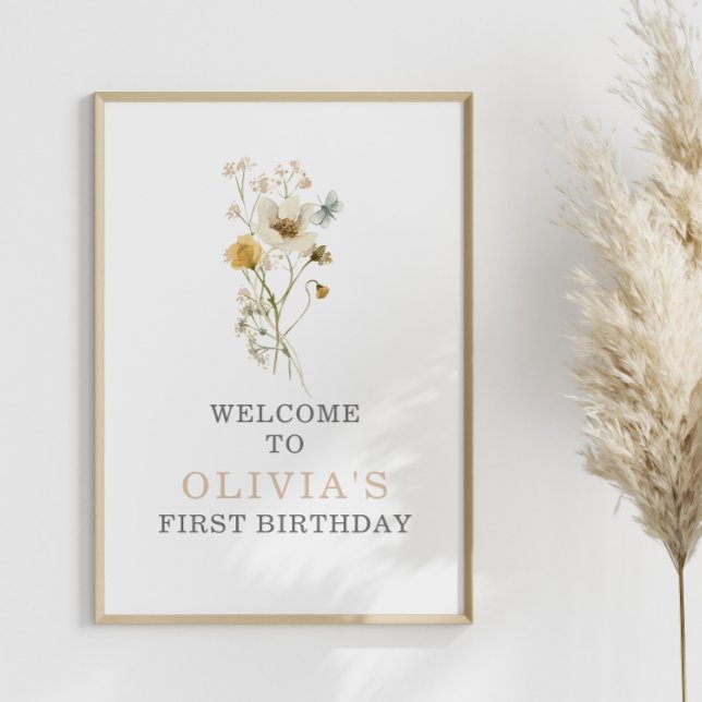 Póster Jardín boho de flores silvestres primer cumpleaños (Subido por el creador)