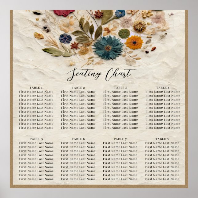 Póster Jardín caprichoso con flores de Boda bohemio (Frente)