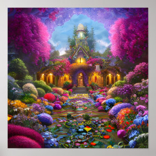 Póster Jardín caprichoso lleno de flores