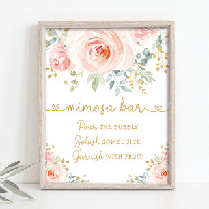 Póster Jardín Chic Rubor Rosa Floral Verdor Mimosa Bar