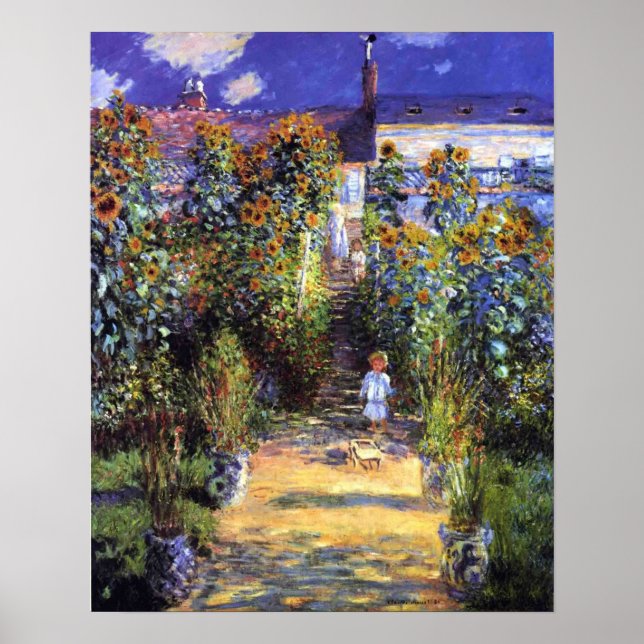 Póster Jardín Claude Monet Verano Flores de girasol (Frente)