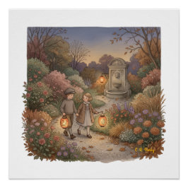 Póster Jardín Crepúsculo de Otoño