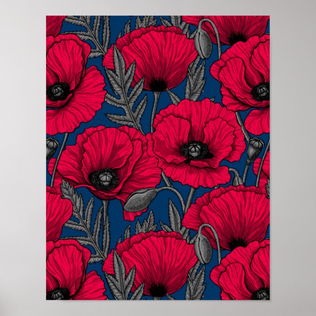 Póster Jardín de adormidera nocturno (Frente)