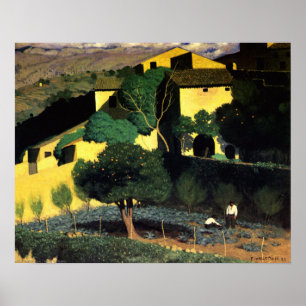 Póster Jardín de árboles cítricos en Poster de Cagnes