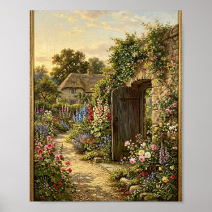 Póster Jardín de cabaña con techo de paja Cotswold inglés