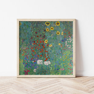 Póster Jardín de cabañas con girasoles   Gustav Klimt