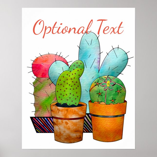 Póster Jardín de Cactus colorido (Frente)