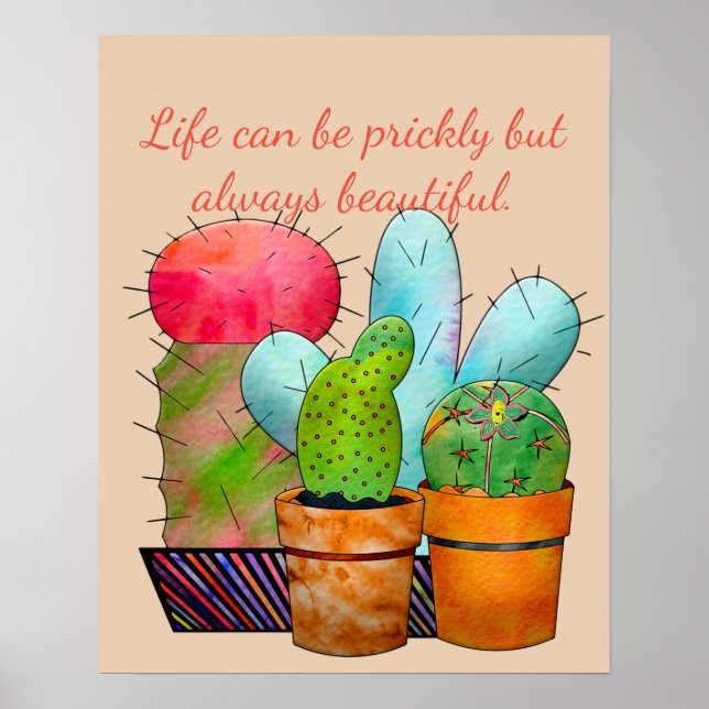 Póster Jardín de Cactus colorido (Frente)
