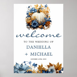 Póster Jardín de Caídas Elegante de Calabaza Blanca