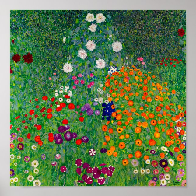 Póster Jardín de Cottage Gustav Klimt (Frente)