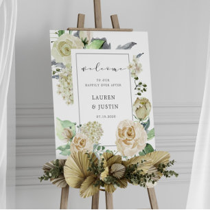 Póster jardín de crema primavera Boda Poster de bienvenid