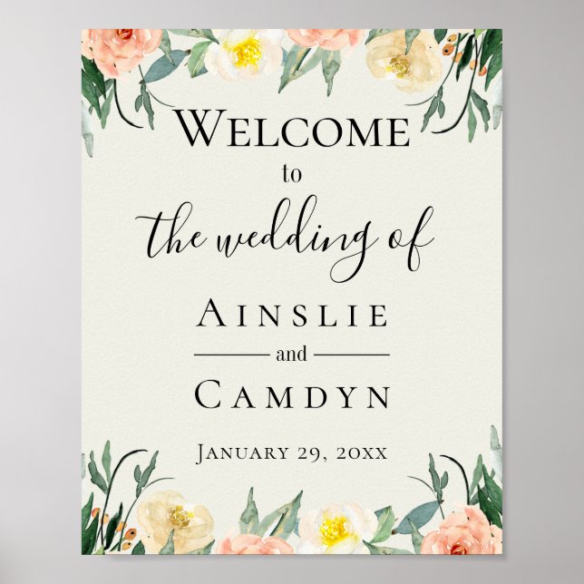 Póster Jardin De Fleurs Wedding Welcome (Frente)