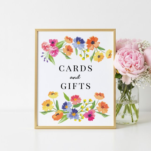 Póster Jardín de flores brillantes tarjetas rosadas y nar (Subido por el creador)