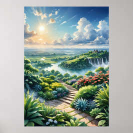 Póster Jardín de flores celestiales