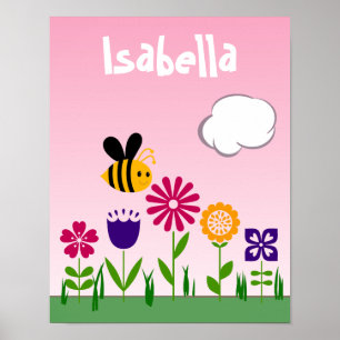 Póster Jardín de flores de abeja feliz personalizado