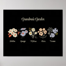 Jardín de flores de la abuela personalizado con 5