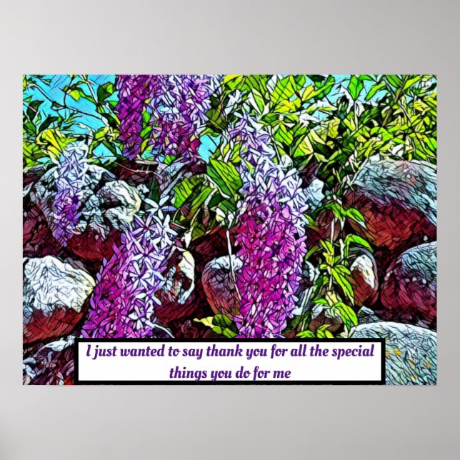 Póster jardín de flores de lilas en flor (Frente)