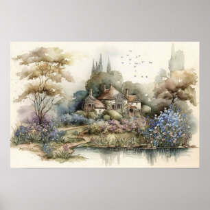 Póster Jardín de flores de mamá Vintage