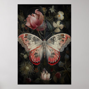 Póster Jardín de flores de mariposas Imprimir, pared de l