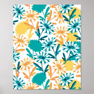 Póster Jardín de flores de verano Daisy