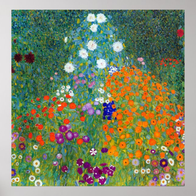 Póster Jardín de flores, Gustav Klimt (Frente)