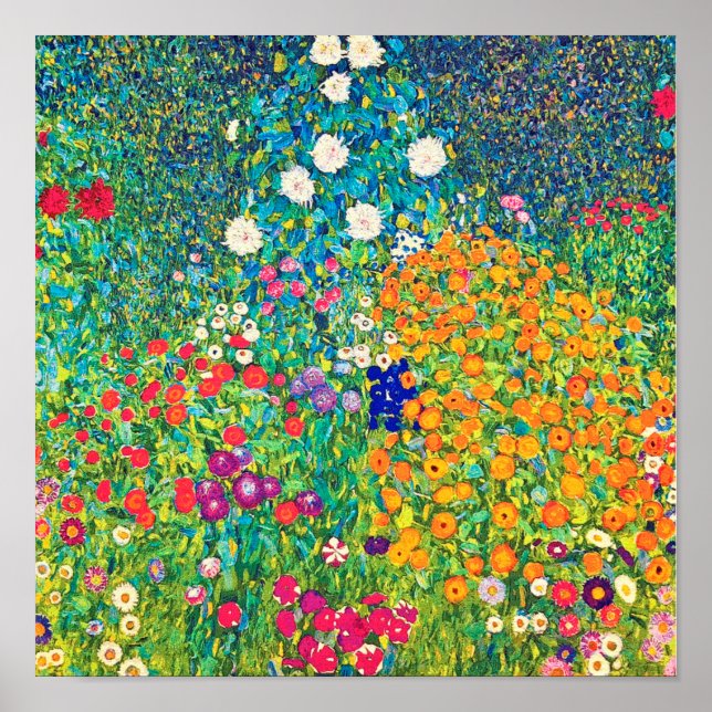 Póster Jardín de flores, Gustav Klimt (Frente)