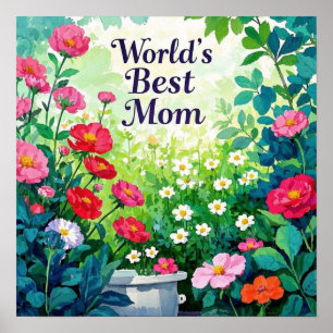 Póster Jardín de flores - La mejor mamá del mundo