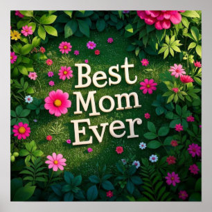 Póster Jardín de flores mejor madre de la historia