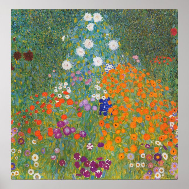 Póster Jardín de flores por Gustav Klimt (Frente)