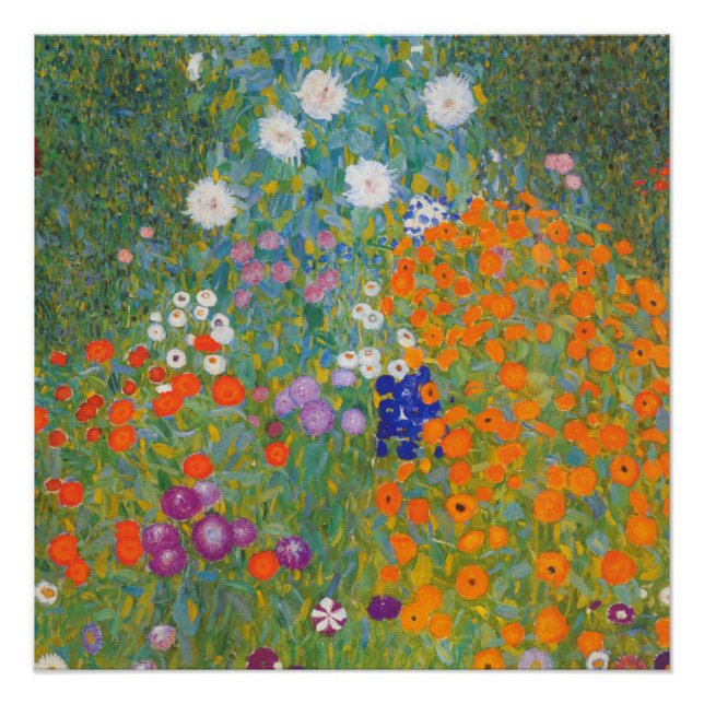 Póster Jardín de flores por Gustav Klimt (Anverso)